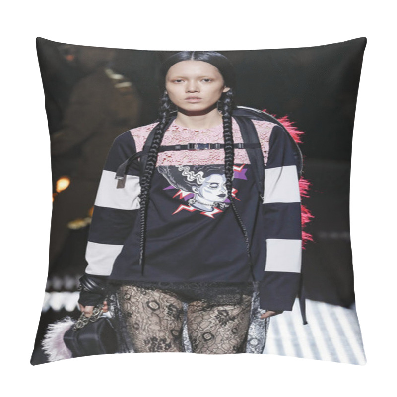 Personality  MILAN, ITALY - FEBRUARY 21: A Model Walks The Runway At The Prada Show At Milan Fashion Week Autumn/Winter 2019/20 On February 21, 2019 In Milan, Italy.  Pillow Covers