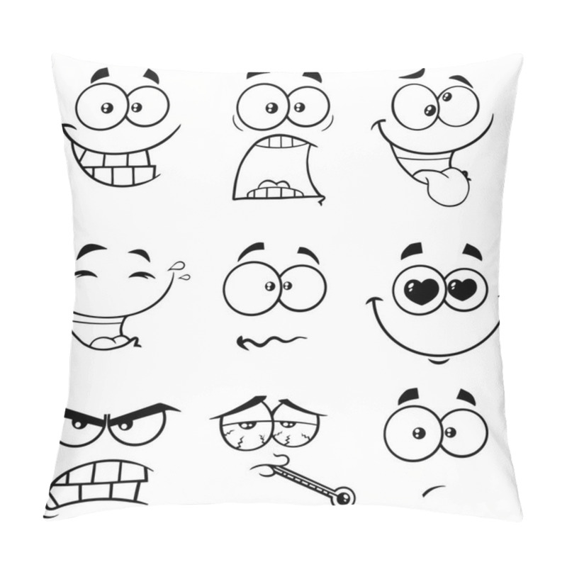 Personality  Set Of Face Expressions Pillow Covers