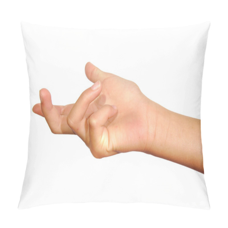 Personality  Woman Hand Beckoning Or Calling On White Isolated Background Pillow Covers