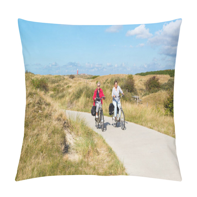 Personality  People Cycling In Dunes Of Texel, Netherlands Pillow Covers