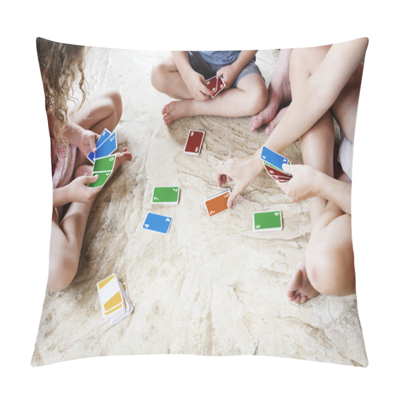 Personality  Kids Playing Cards On The Floor Pillow Covers