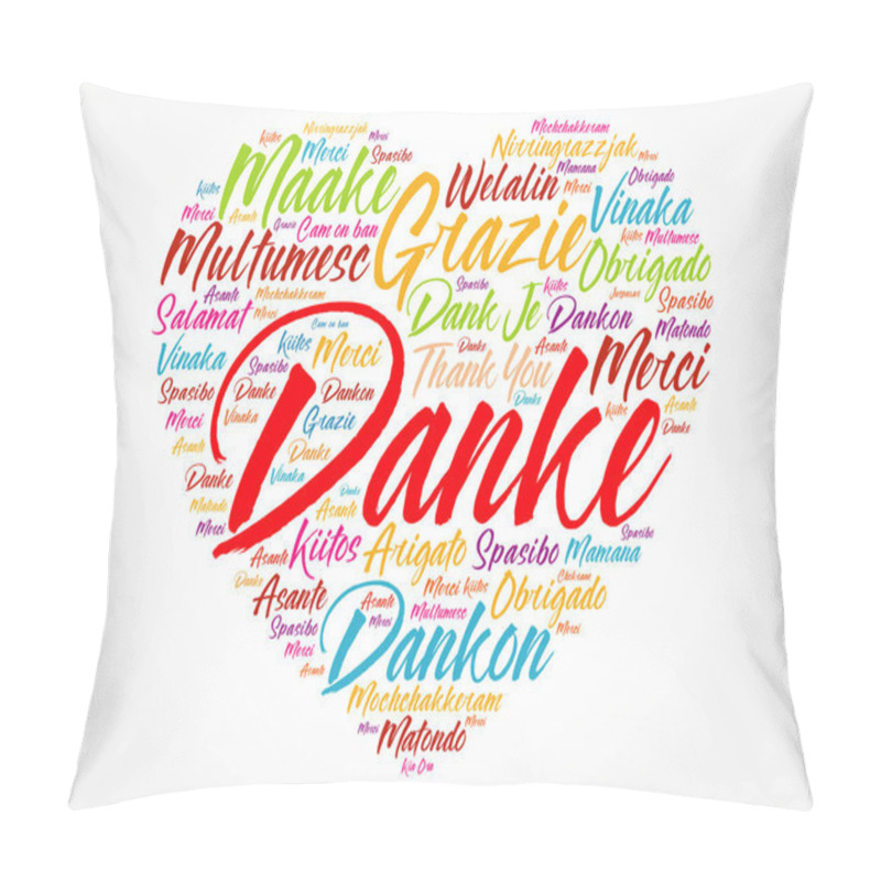 Personality  Danke (Thank You In German) Word Cloud Background, All Languages, Multilingual For Education Or Thanksgiving Day Pillow Covers