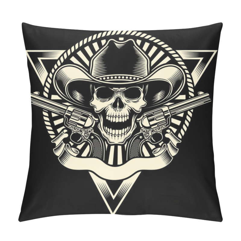 Personality  Cowboy Skull With Revolver Pillow Covers