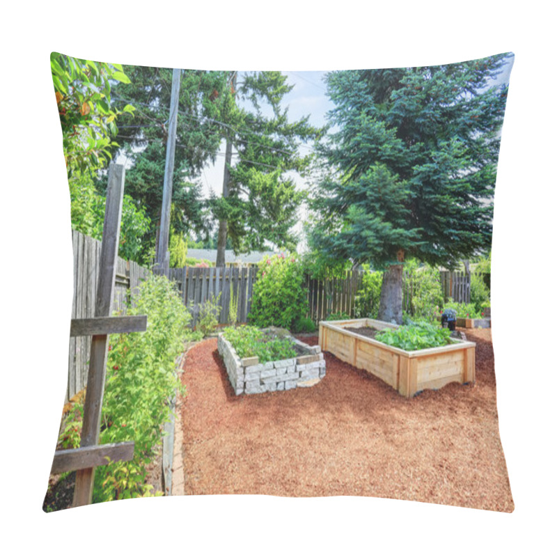 Personality  Small Garden Beds At The Backyard.  Pillow Covers