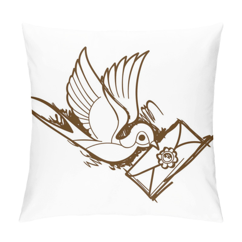 Personality  Swallow With A Letter Sketch Tattoo Pillow Covers