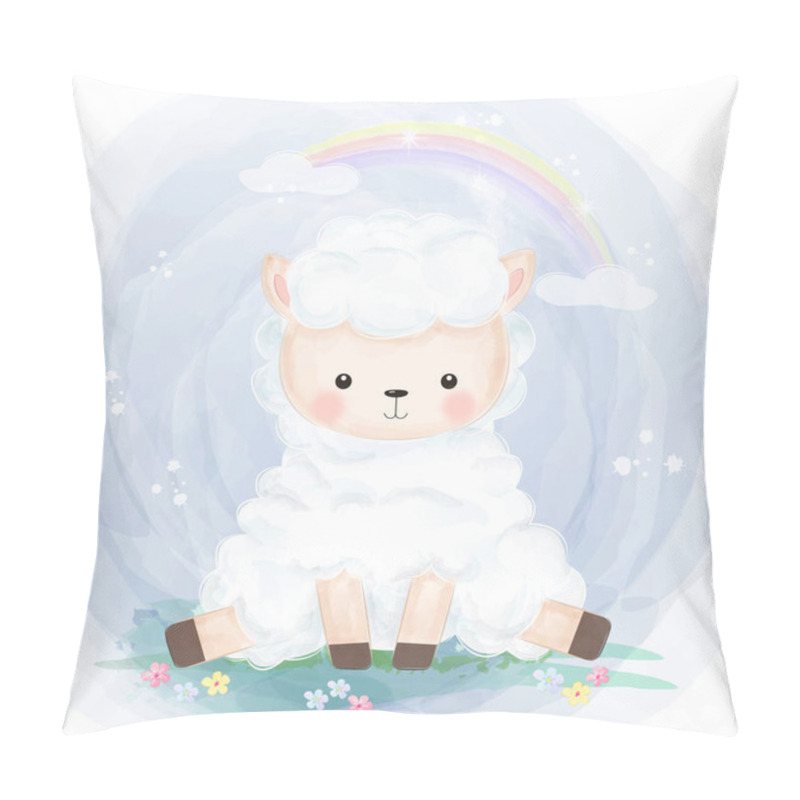 Personality  Baby Sheep Illustration, Animal Clipart, Baby Shower Decoration, Woodland Illustration. Pillow Covers