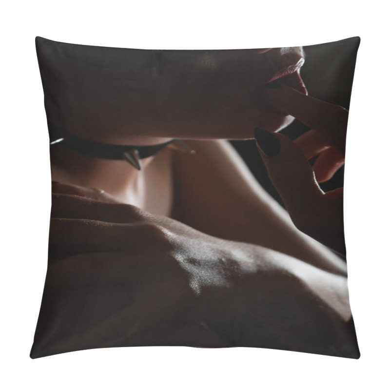 Personality  Image Of Playful Catwoman Posing Looking At Camera Pillow Covers