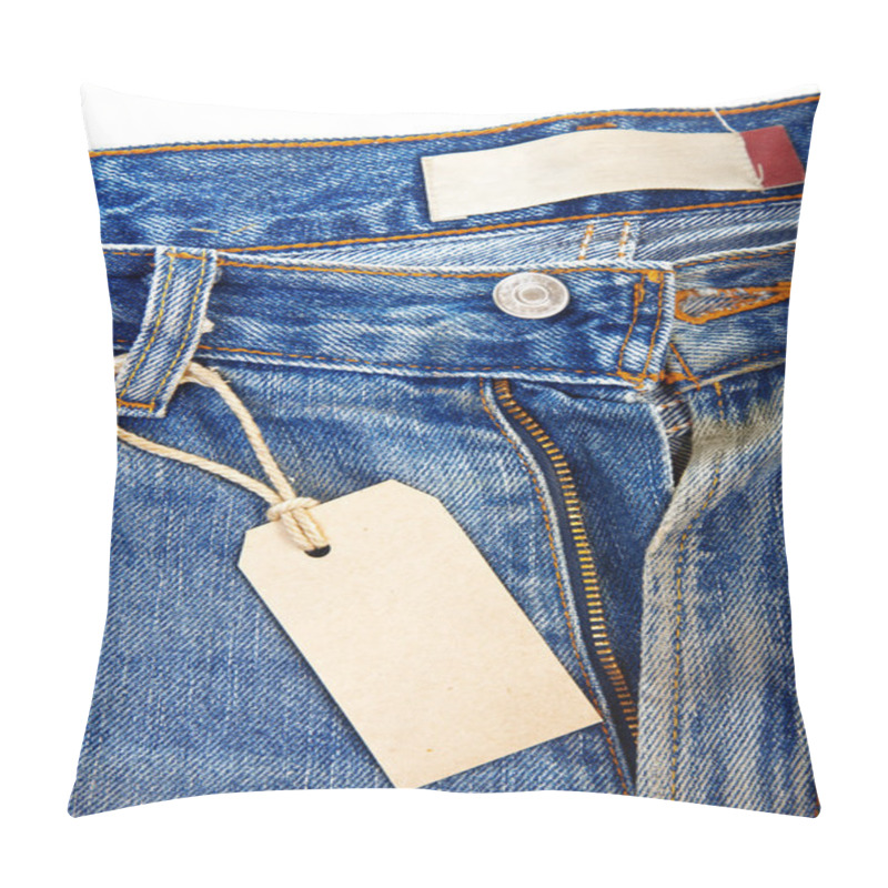 Personality  Unbuttoned Blue Jeans With Paper Label Pillow Covers