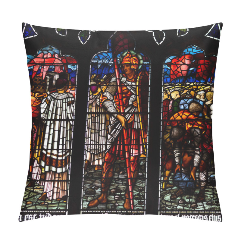 Personality  Edinburgh, Scotland - Nov 20, 2017: Stained Glass Of Edinburgh Cathedral, Window By Edward Burne-Jones, Showing The Crossing Of The Jordan, Located In The West Wall Of The North Nave Aisle, First Part Pillow Covers