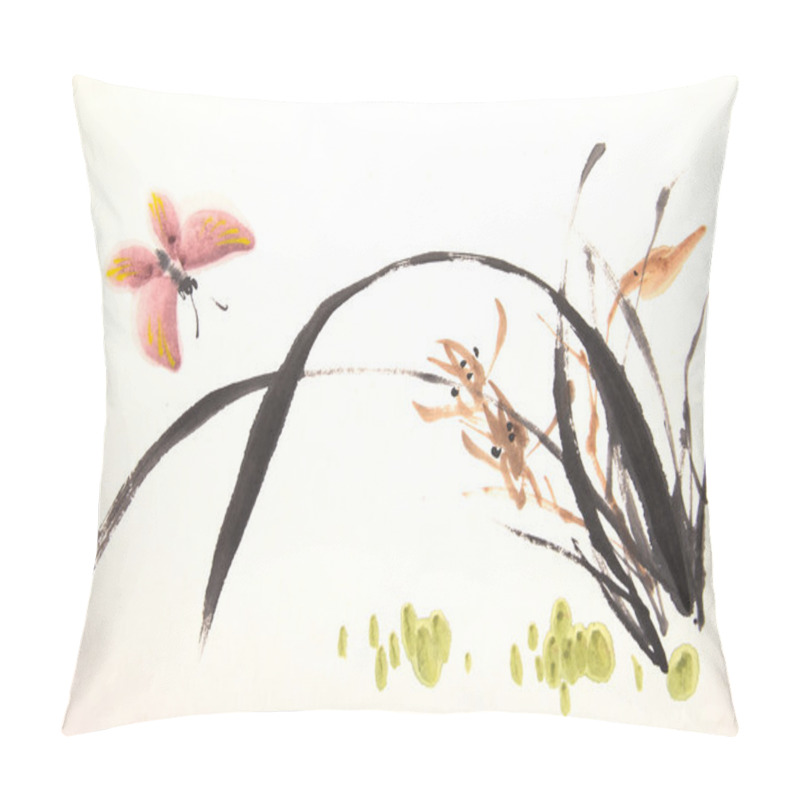 Personality  Ink Orchid Drawing Pillow Covers