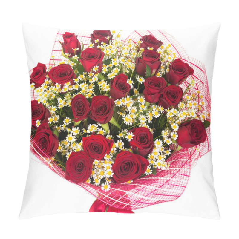 Personality  Bouquet Of Red Roses And Daisies Pillow Covers