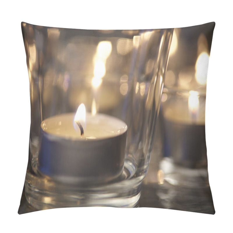 Personality  Decorative Candle Lights On Dark Background Pillow Covers