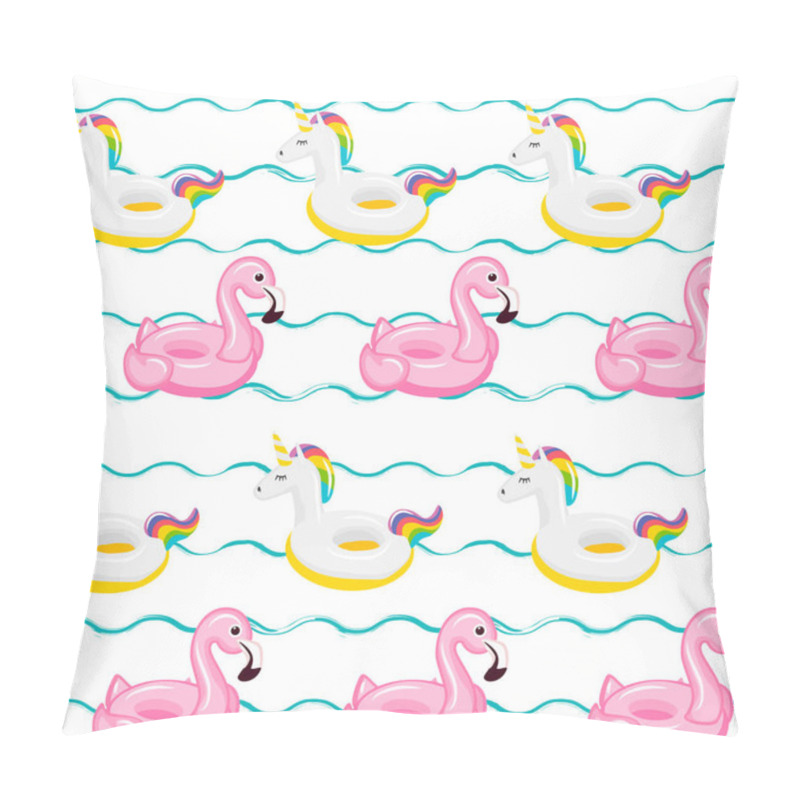 Personality  Seamless Pattern Flamingo And Unicorn Inflatable Pillow Covers