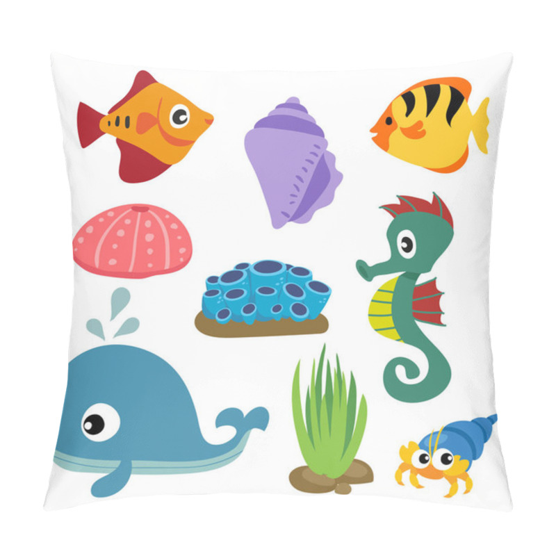 Personality  Marine Life Vector Collection Design, Ocean Animals Vector Design Pillow Covers