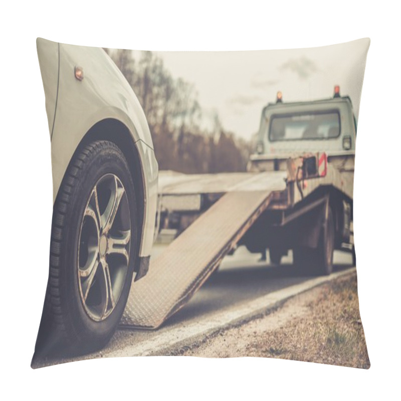 Personality  Loading Broken Car On A Tow Truck On A Roadside  Pillow Covers