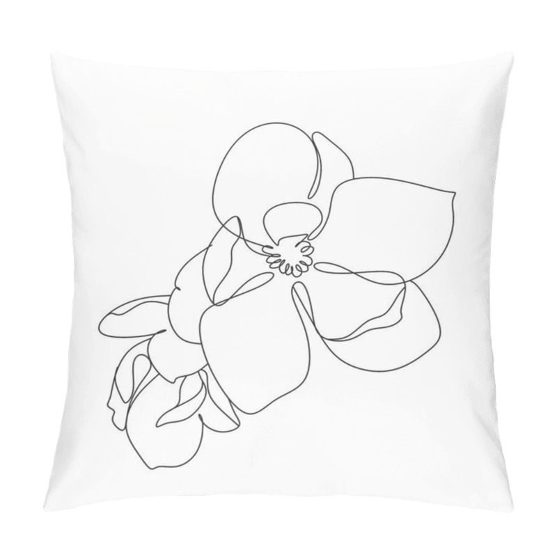 Personality  Magnolia Line Drawing Vector. Flower Line Art. Botanical Illustration Pillow Covers