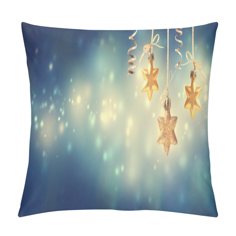 Personality  Christmas Golden Star Ornaments At Night Pillow Covers