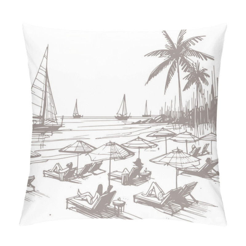 Personality  Beach Vacation In Summer Simple Vector Illustration Pillow Covers