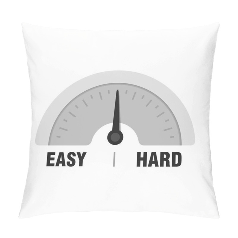 Personality  Easy Or Hard Measuring Gauge. Vector Indicator Illustration. Meter With Black Arrow In White Background Pillow Covers