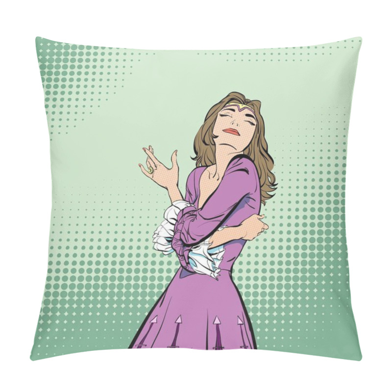 Personality  Lady In Medieval Dress. Taunting Girl. Taunting Princess. Medieval Legend. Medieval Woman. Pillow Covers