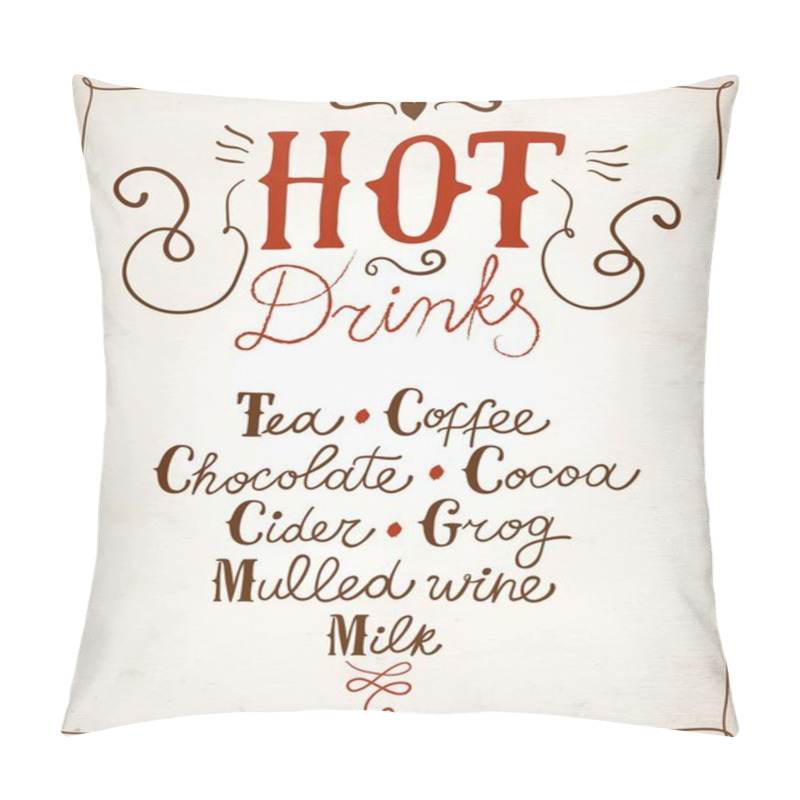 Personality  Hot Drinks Calligraphy On Paper Background Pillow Covers