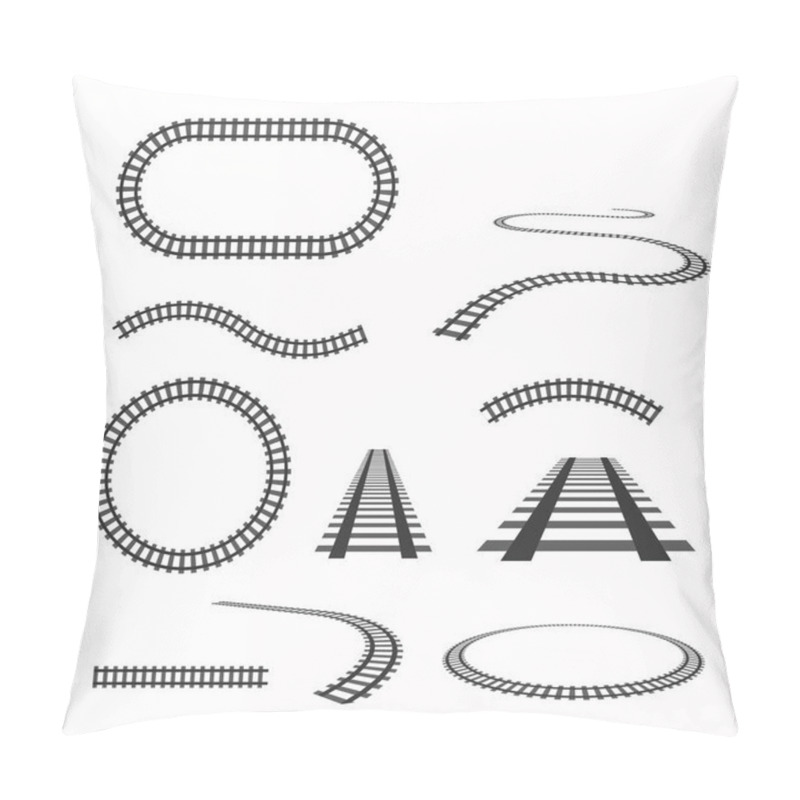 Personality  Vector Rails Set. Railways On White Background. Railroad Tracks. Pillow Covers