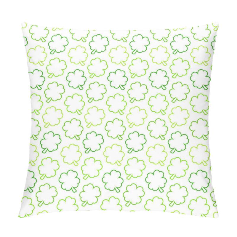 Personality  Seamless Pattern Clover Leafs Outline Green And White Pillow Covers