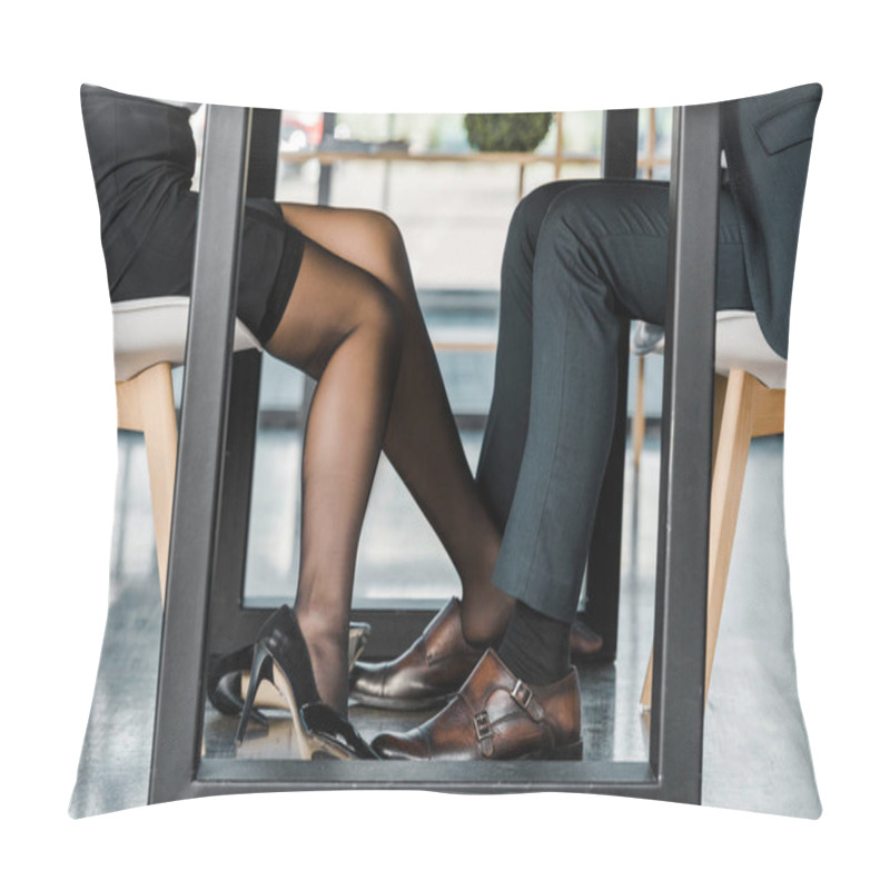 Personality  Cropped Shot Of Businesswoman Flirting With Businessman During Work In Office Pillow Covers