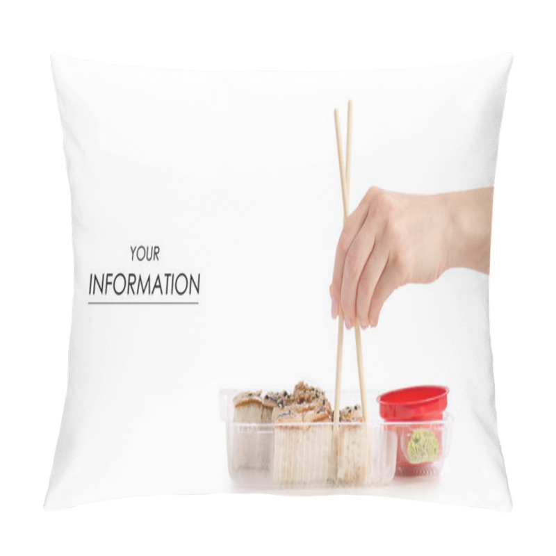 Personality  Set Of Rolls Chopsticks For Sushi In Hand Ginger Wasabi Soy Sauce Pattern Pillow Covers