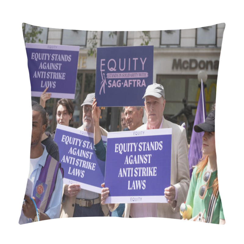 Personality  London, UK. 21st July 2023. Signs Held By Equity Members At The Equity Union Rally, London, In Solidarity With SAG-AFTRA Actors Strike In USA, For Fair Pay, Residual Payments And Issues On A.I. Pillow Covers