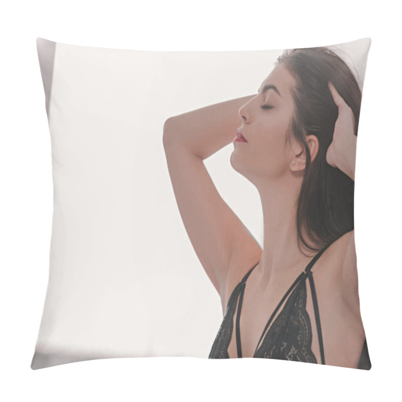 Personality  Woman In Black Lace Bra Pillow Covers