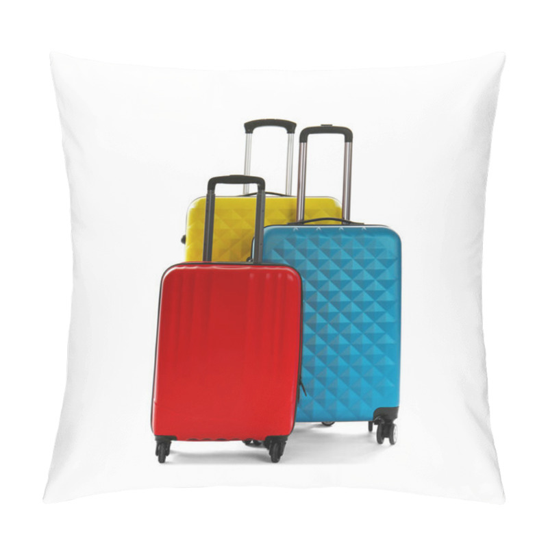 Personality  Suitcases Isolated On White Pillow Covers