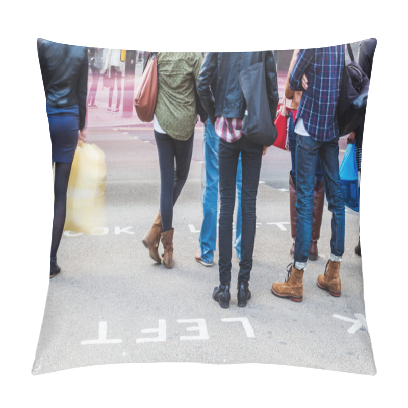 Personality  People Waiting At The Pedestrian Crossing Of A Street In London Pillow Covers