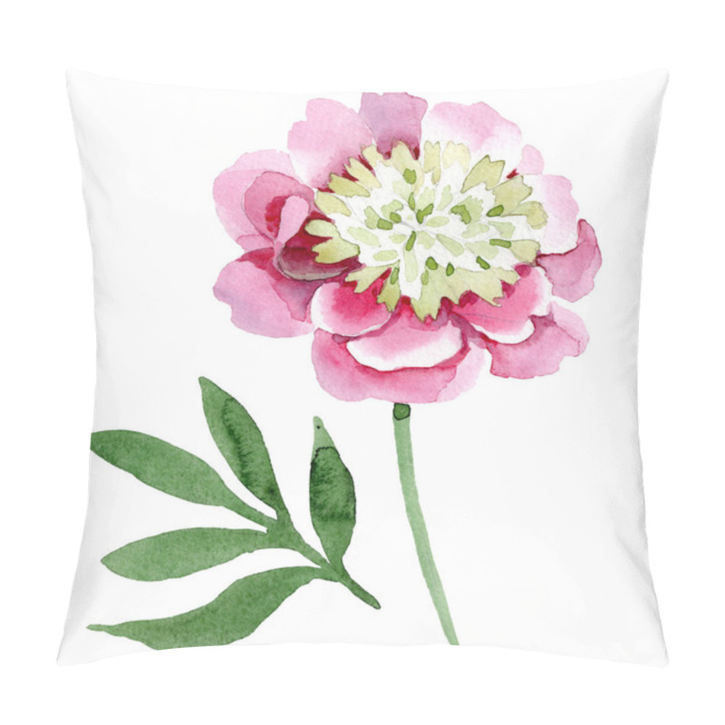 Personality  Beautiful Pink Peony Flower Isolated On White Background. Watercolour Drawing Fashion Aquarelle. Isolated Peony Flower Illustration Element. Pillow Covers