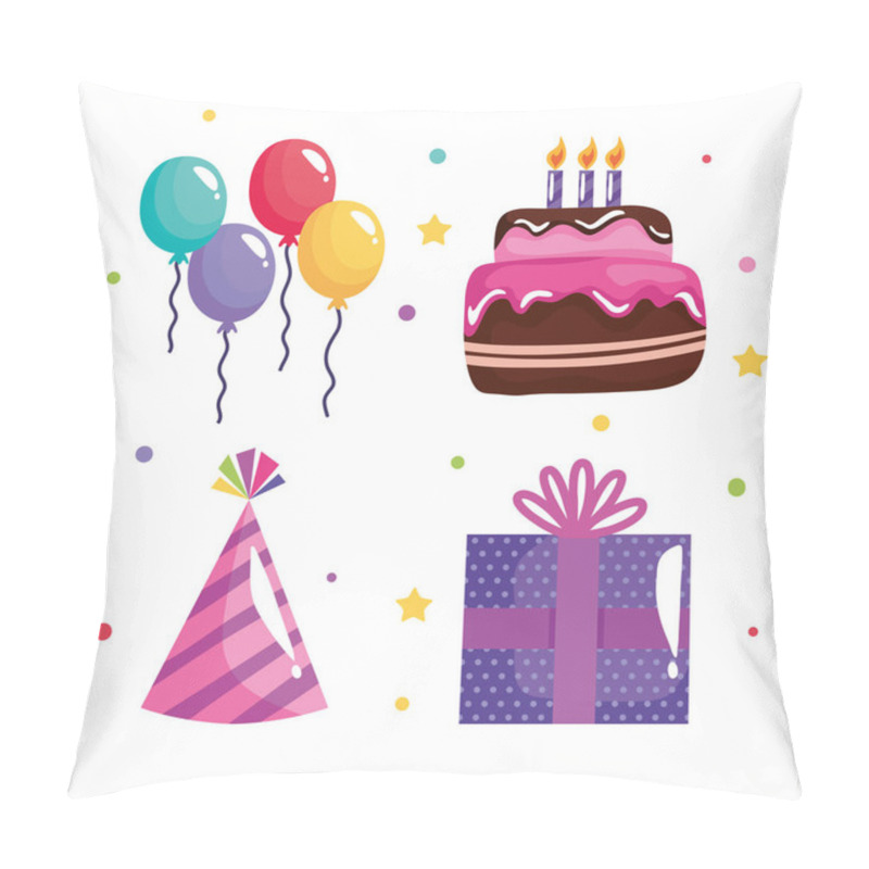 Personality  Bundle Of Four Party Birthday Celebration Icons Pillow Covers