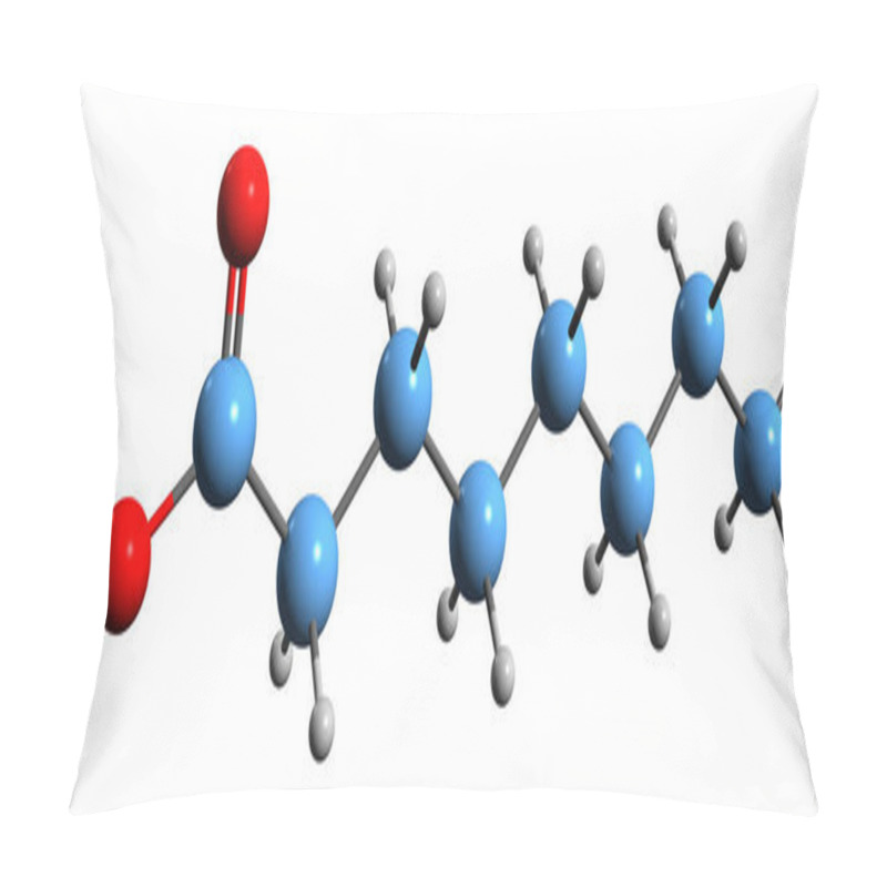 Personality   3D Image Of Caprylic Acid Skeletal Formula - Molecular Chemical Structure Of Octylic Acid Isolated On White Background Pillow Covers