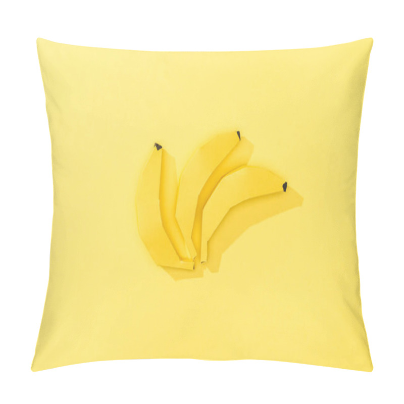 Personality  Top View Of Handmade Paper Bananas On Yellow Pillow Covers