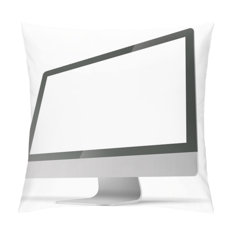 Personality  Modern Grey Metallic Blank Monitor Isolate Don White Background. Vector Illustration. Pillow Covers