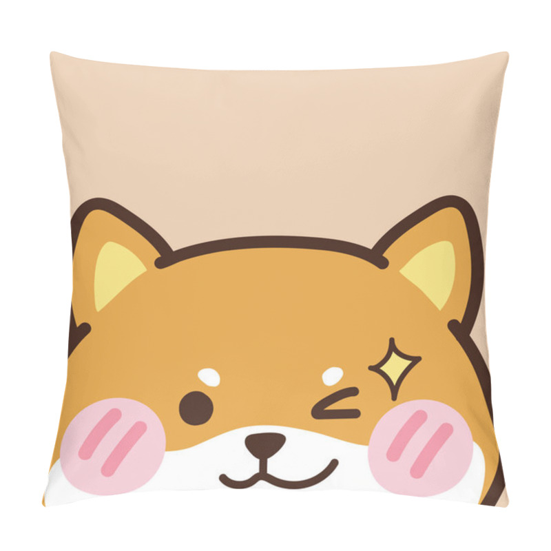 Personality  Cute Face Head Shiba Inu. Cute Animal Drawing. Dog Hand Drawn. Doodle Cartoon Design Character. Vector Illustration. Pillow Covers