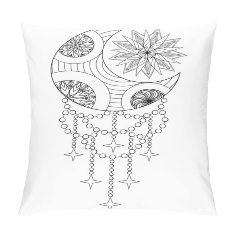 Personality  Bohemian Moon And Sun, Hand Drawn Zentangle Moon And Sun For Adu Pillow Covers