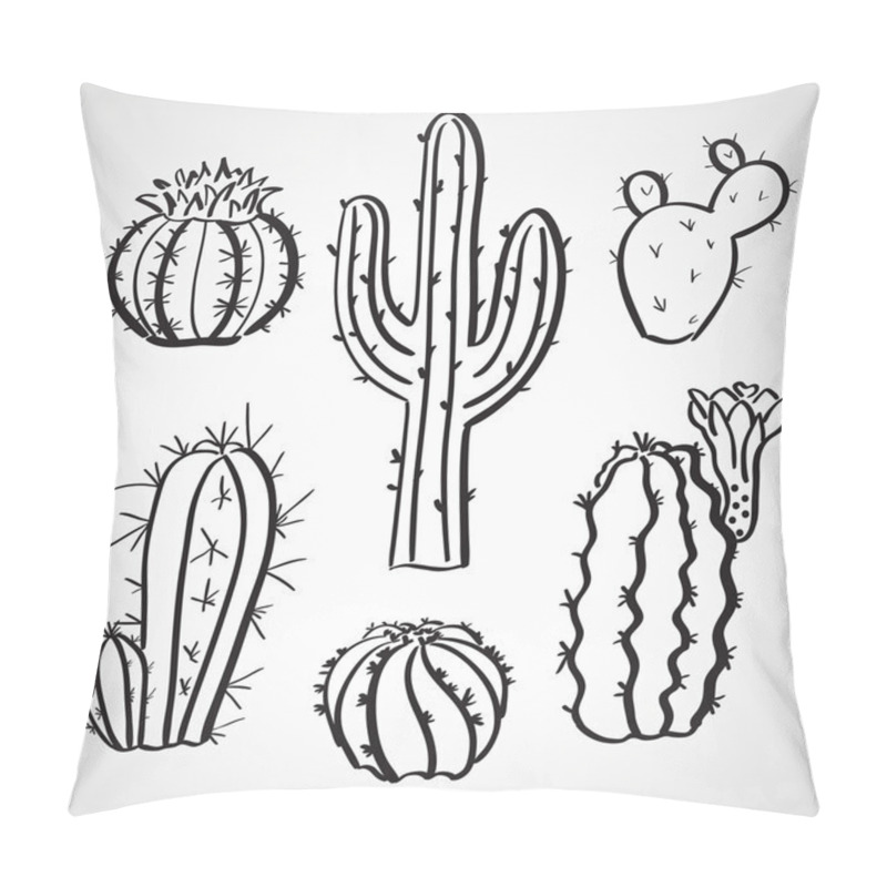 Personality  Ink Style Sketch Set - Cactus Set Pillow Covers