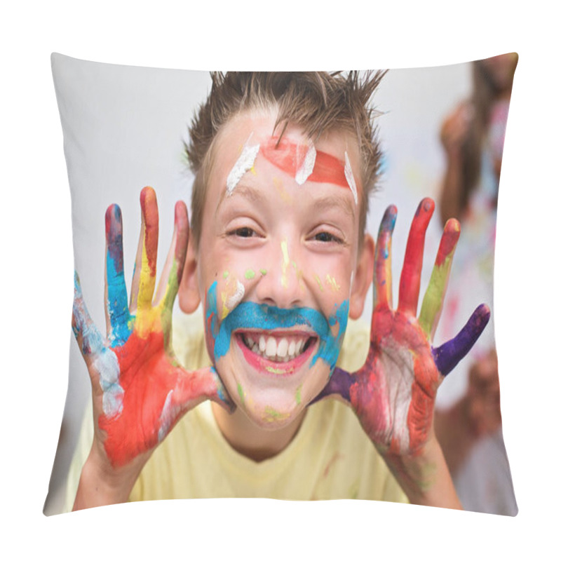 Personality  Education  Concept. Cute Happy Boy Pillow Covers