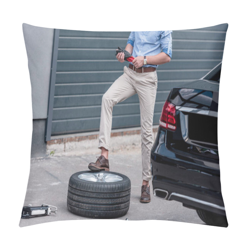 Personality  Man Changing Car Tire  Pillow Covers