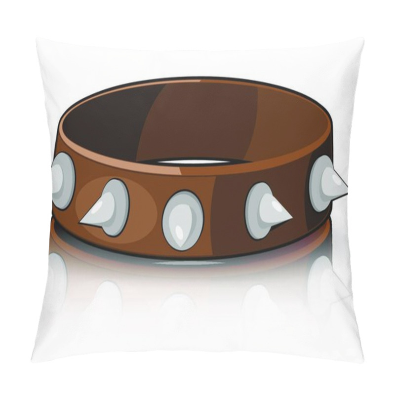 Personality  Collar Brown With White Spikes Isolated On A White Background. Vector Illustration. Pillow Covers