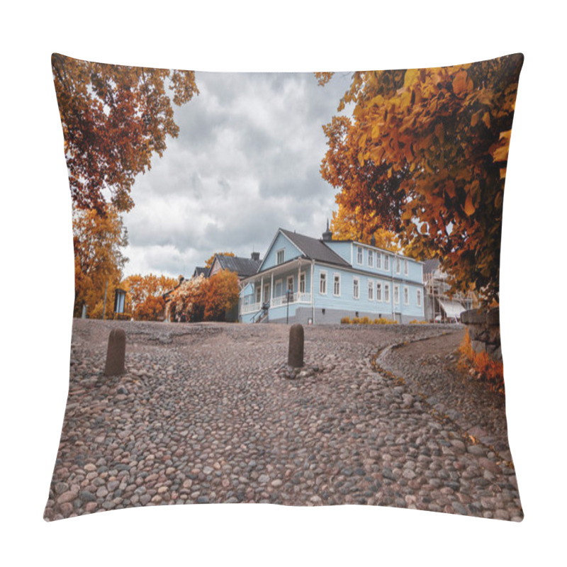 Personality  Beautiful Scenery, Cobbles And Wooden Houses On The Island Of Suomenlinna, A Journey Through The Islands Of Finland Pillow Covers