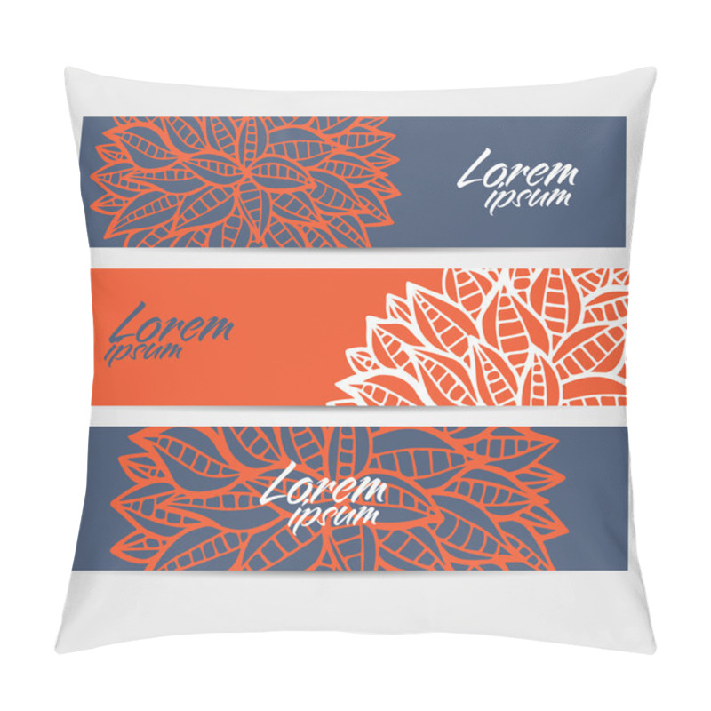 Personality  Set Of Sketchy Doodle Decorative Banners In Outline Style Pillow Covers