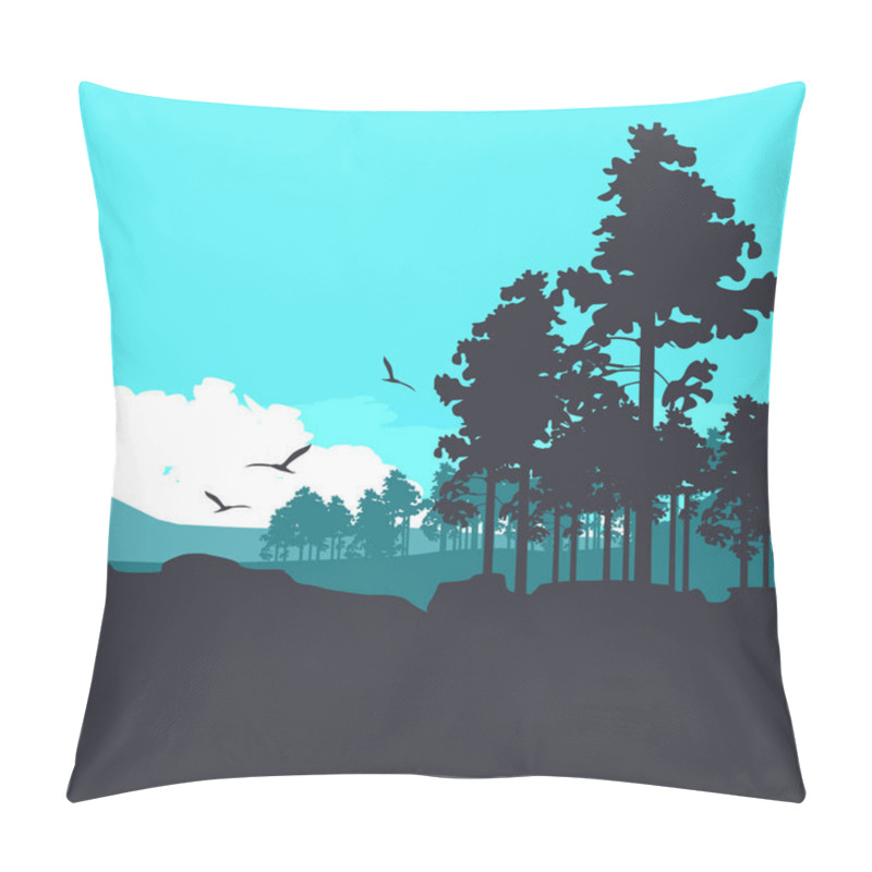 Personality  Vertical Forest Banner Pillow Covers