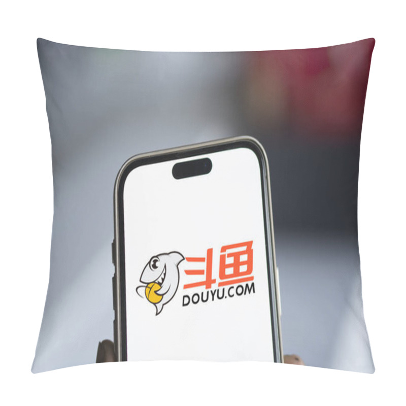 Personality  Dhaka, Bangladesh- 12 Oct 2024: DouYu Logo Is Displayed On Smartphone. DouYu Is A Chinese Video Live Streaming Service. Pillow Covers