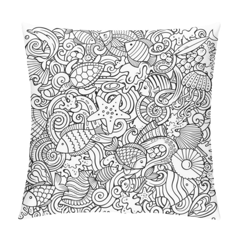 Personality  Cartoon Raster Doodles Underwater World Illustration Pillow Covers