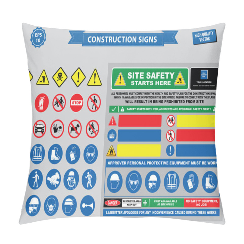 Personality  Set Of Construction Sign  Pillow Covers